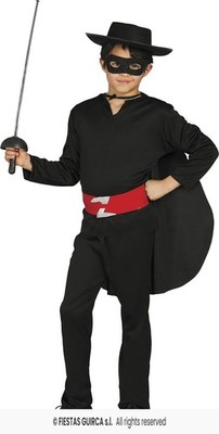 COSTUME ZORRO BANDITO CARNEVALE BAMBINO VESTITO GUIRCA ZETA NO SPADA
