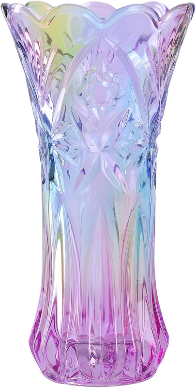 9 Inch Crystal Glass Colorful Vase for Centerpieces,Smoking, Flower Arrangements