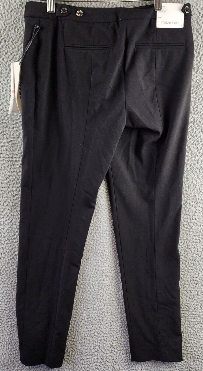 Calvin Klein Highline Ankle Length Pant Women's 2 Black Back Pockets Zip Closure - Picture 13 of 15