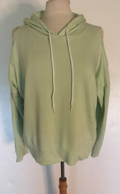 Mossimo Green Cold Shoulder Hoodie Sweatshirt L
