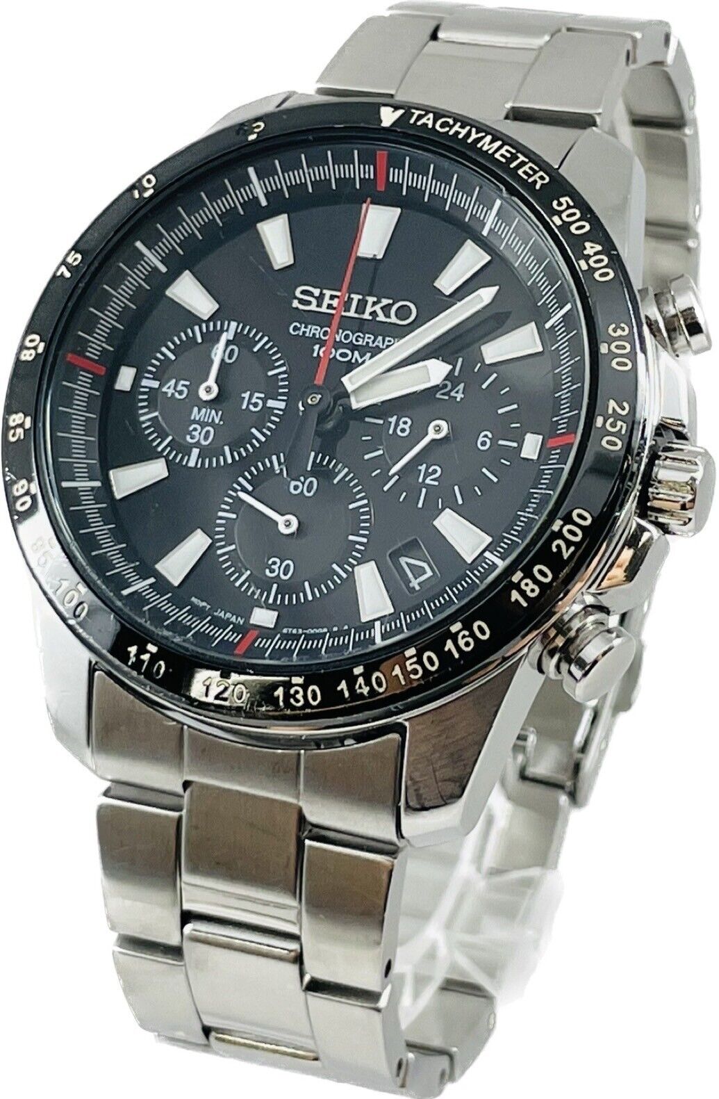 Seiko Chronograph 100m 6T63-00D0 Quartz Black Dial Mens Seiko Chronograph 100m 6T63-00D0 Quartz Black Dial Mens
