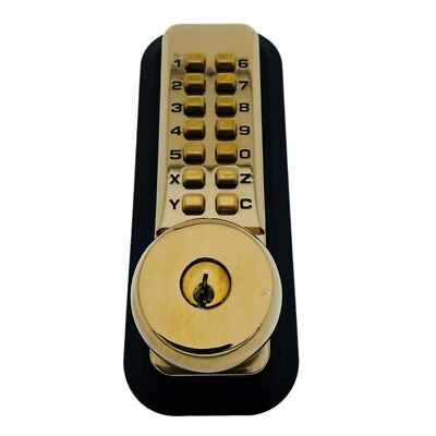All Weather Mechanical Keyless Deadbolt Door Lock - Bright Brass
