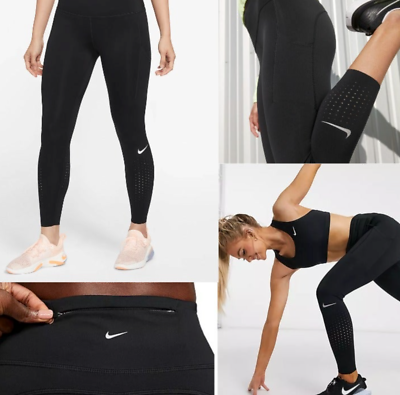 Nike Epic Lux Perforated Crop Legging Black Pant Tight Fit Capri CN8043-010  NEW