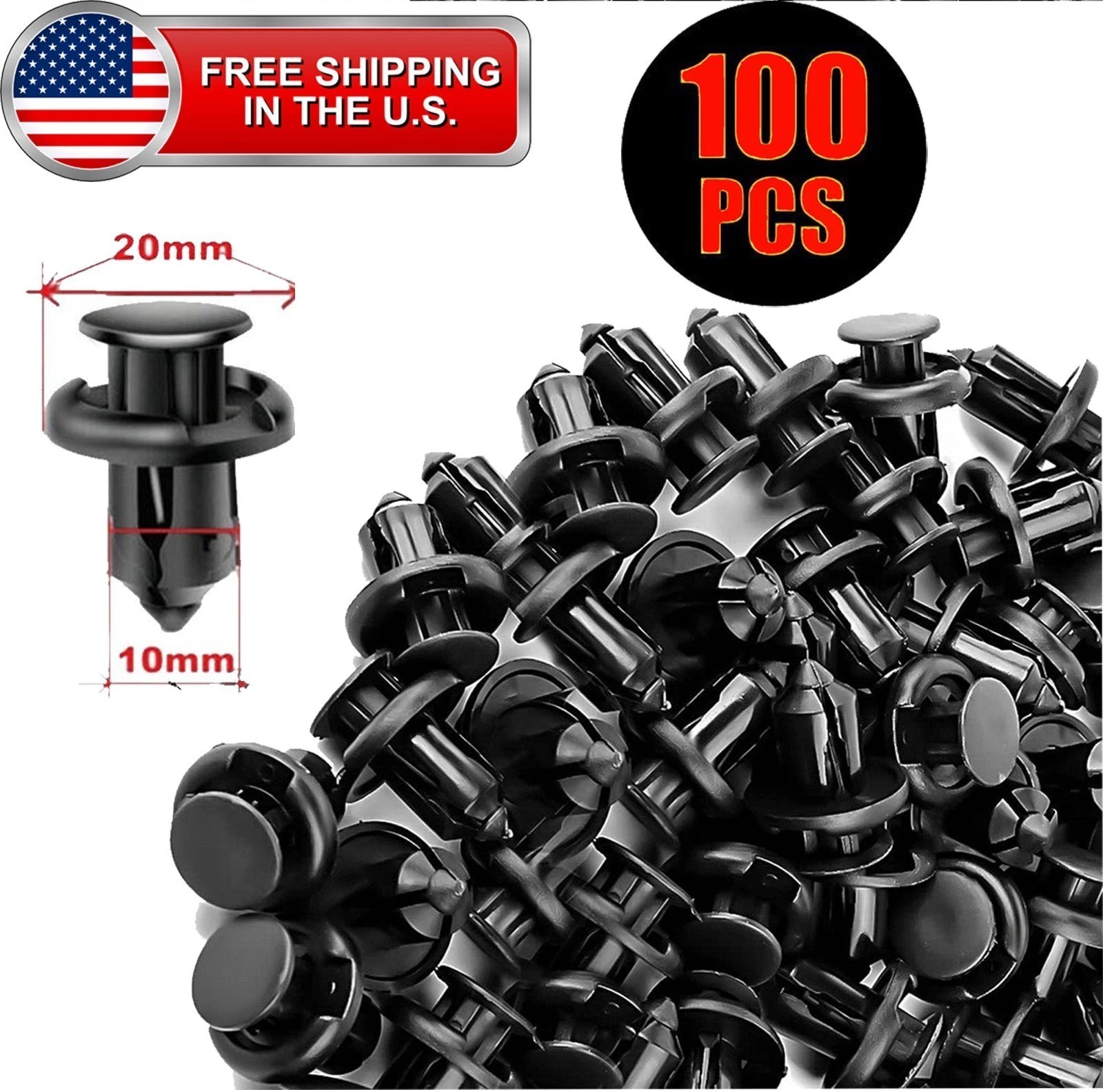 For Honda Bumper Clips Hood Fender Push Rivets Retainer Fasteners 10mm 100pcs
