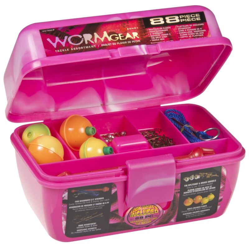 Worm Gear WG-TB88-P 88 Piece Loaded Tackle Box Pink