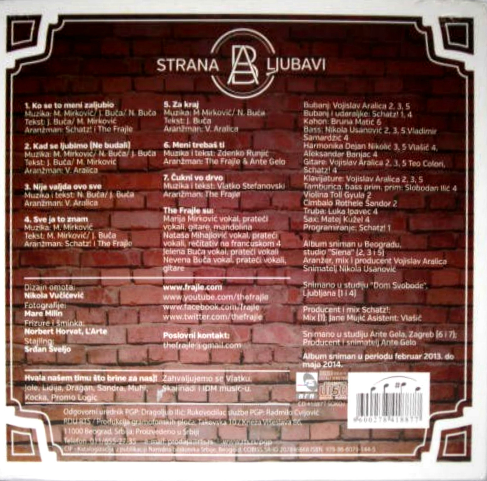 CD THE FRAJLE - A STRANA LJUBAVI album 2014