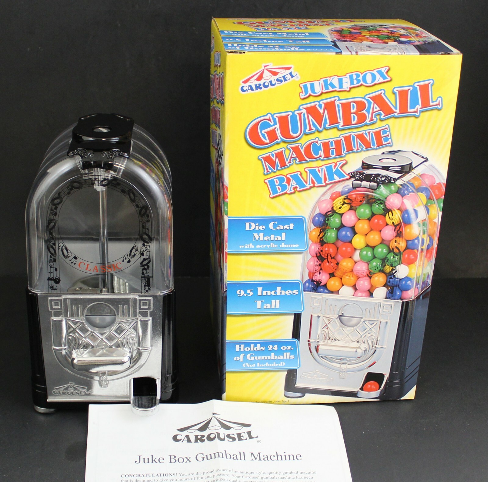 Carousel Jukebox Gumball Gum Candy Dispenser Machine BRAND NEW IN 