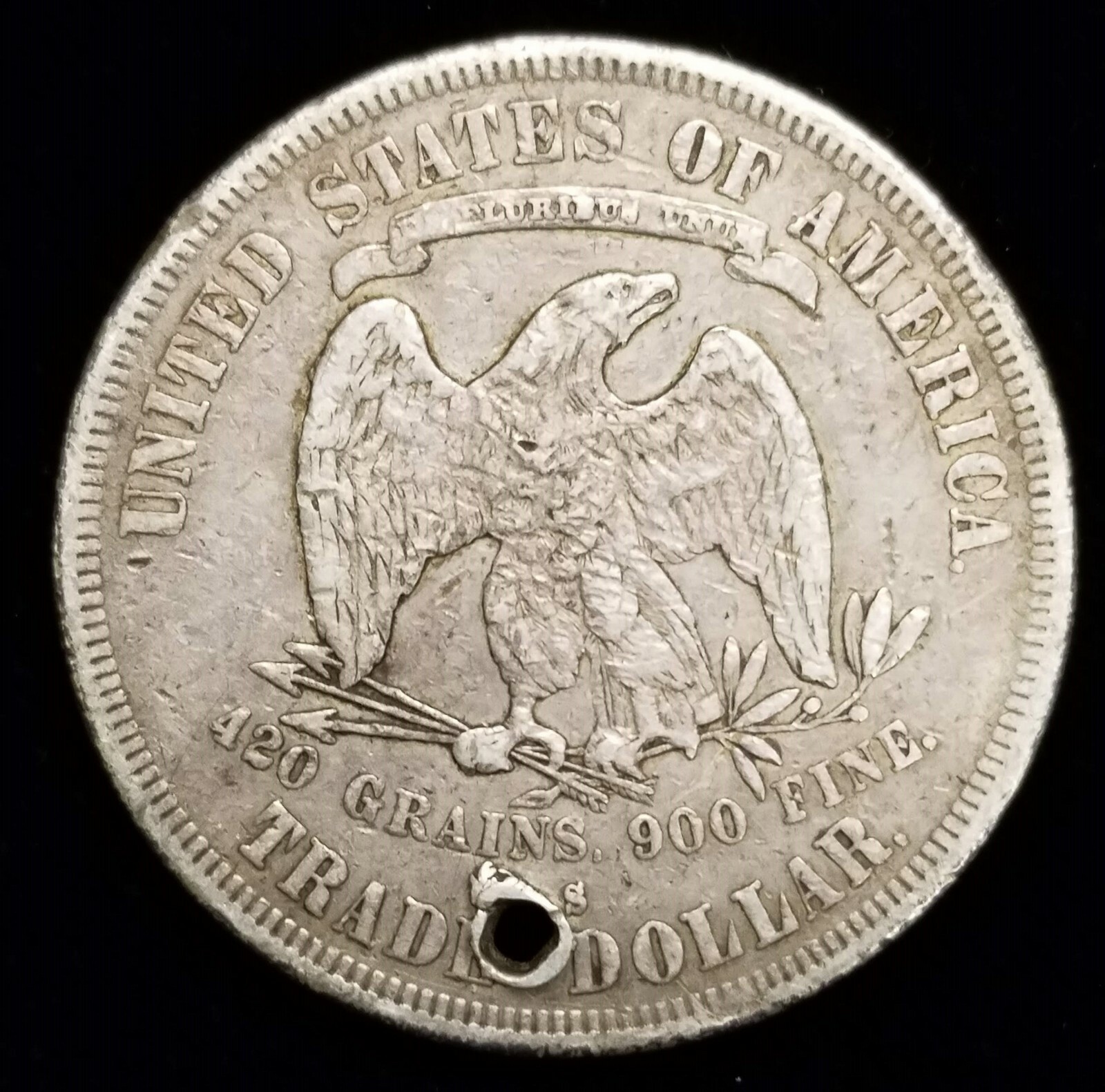 1877-S Trade Silver Dollar $1 w/ XF Details Holed