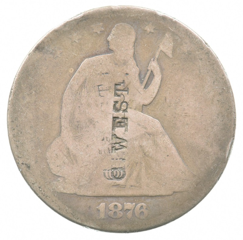 1876 Seated Liberty Half Dollar "C West" Counterstamp *8897