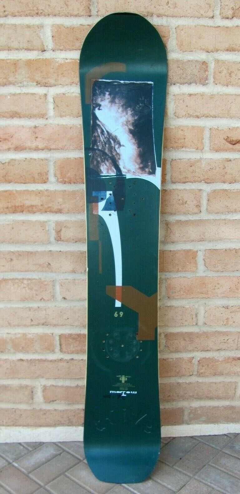 Green Embossed Logos | Vintage Morrow Drive 69 Snowboard