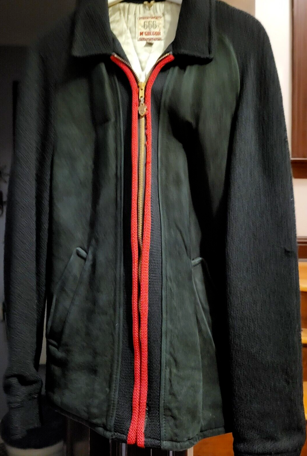 1960s vintage McGregor black red zip jacket. Suede and wool 1960s vintage McGregor black red zip jacket. Suede and wool