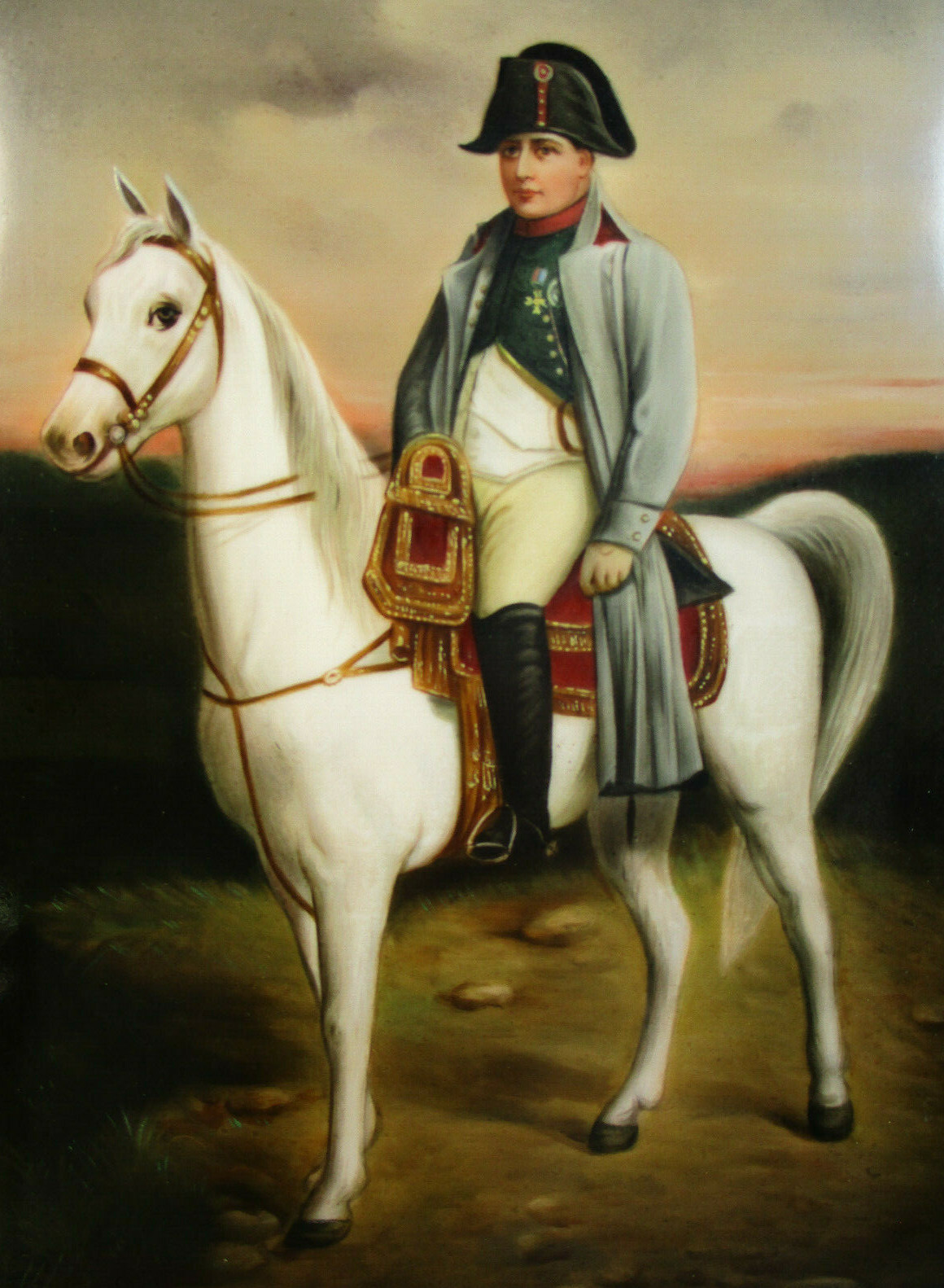 Antique Julius Greiner Sohn Napoleon Porcelain Plaque # 602