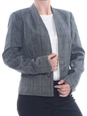 

KASPER Женская серая клетчатая одежда с карманами для работы Пиджак, Серый, 491471185