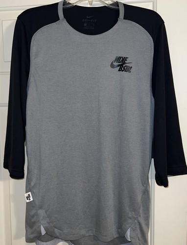 SMALL Nike Men's 3/4 Sleeve Baseball Top BQ6598-010 | eBay