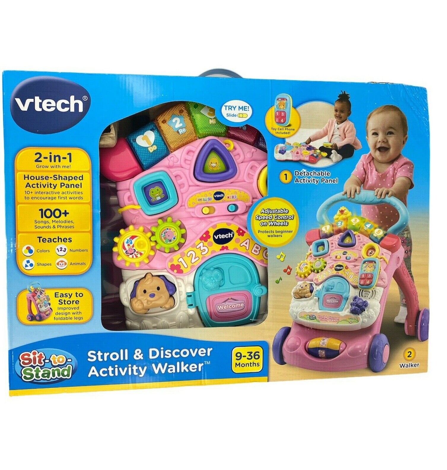 VTech Stroll and Discover Activity Walker Pink Sit-to-Stand Baby Girl 3417765056505 | eBay