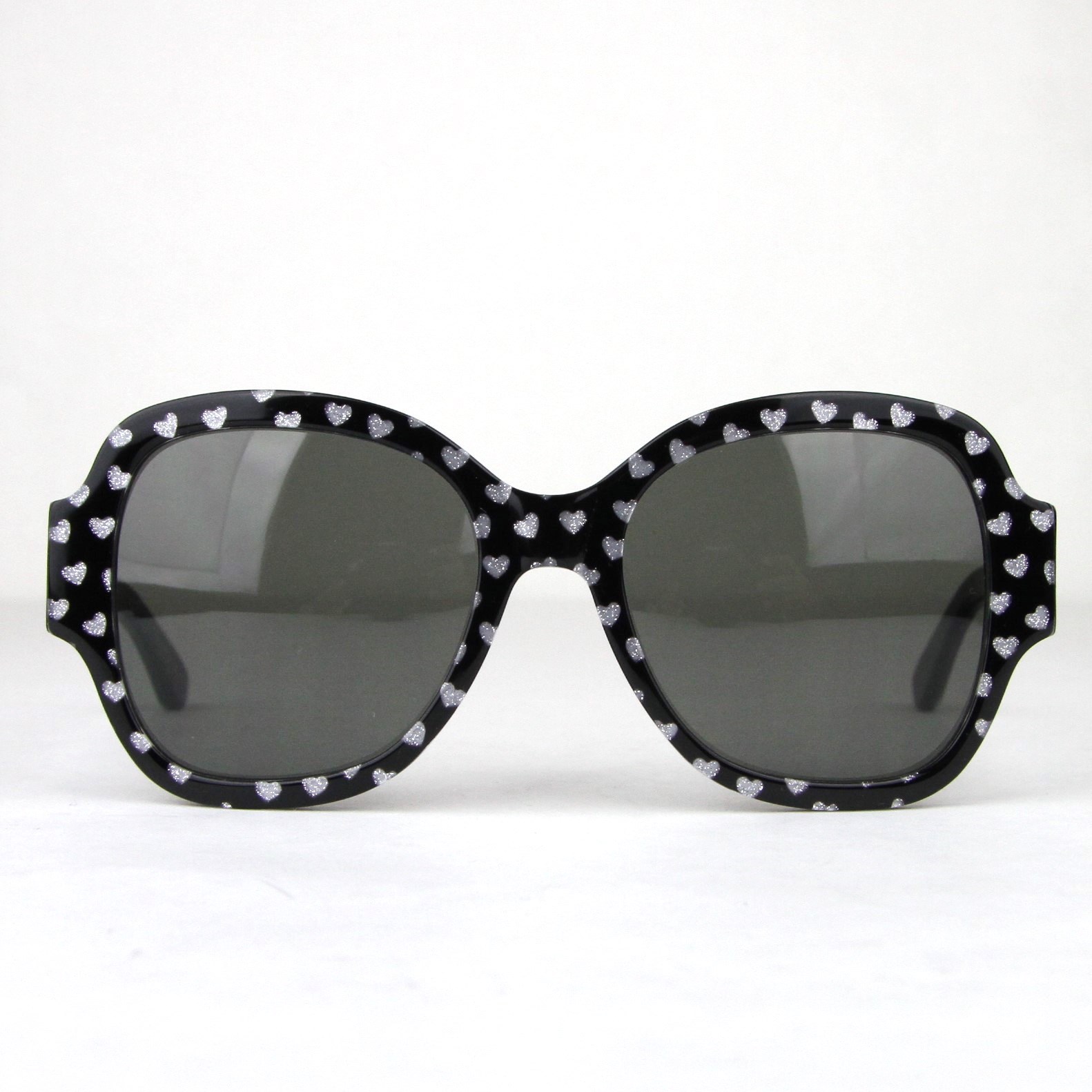 Pre-owned Saint Laurent Black With Silver Hearts Large Sunglasses Sl133 447690 1088