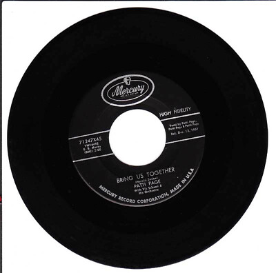 Patti Page, Bring Us Together/Belonging To Someone 45 VG 1957 Mercury Records