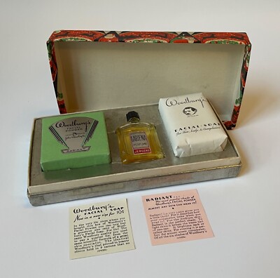 John Woodbury Soap & Facial Powder, Jergens Gardenia Perfume Set, 1934 X-Mas Box