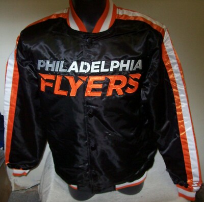 PHILADELPHIA FLYERS Starter Snap Down Jacket BLACK  3X 4X 5X 6X