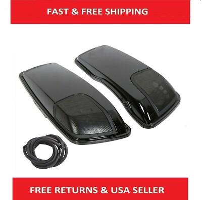 5X7 Vivid Black Saddle Bag Lids Speaker Cutout For Harley CVO Street Glide 14-23