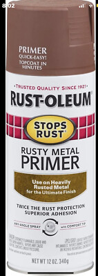 6 Cans Rust-Oleum Flat Rusty Metal Primer 7769830 Stops Rust Spray Paint 12 oz.