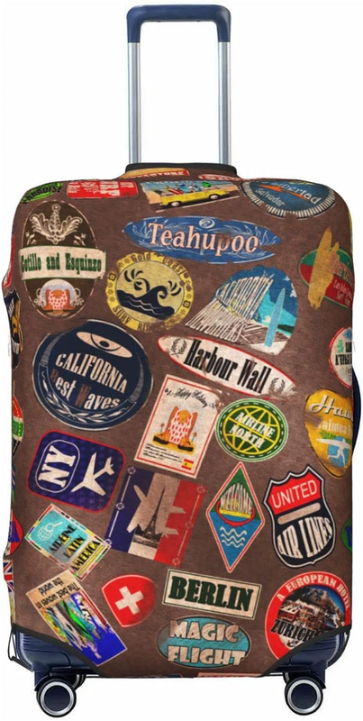 Cover For Suitcase Vintage Trip Landmark Sticker Brown Tr