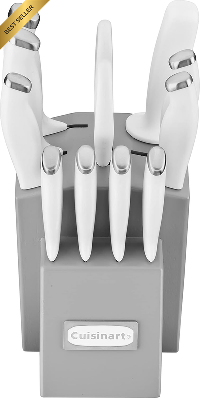 C77SSW-12PG Color Pro Collection 12 Piece Knife Block Set, White with Grey Block