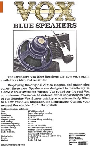 Fane Vox Blue Alnico Speaker