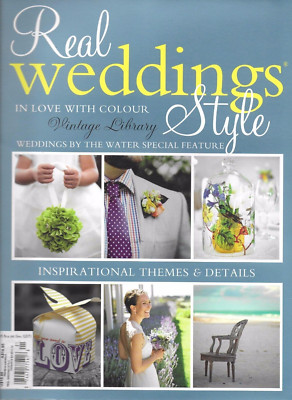 Real Weddings Style Magazine Color by the Water Theme and Details Gowns Flowers.