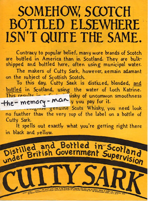 Cutty Sark Whisky Scotland 1978 Picture Print Ad Clipping Page
