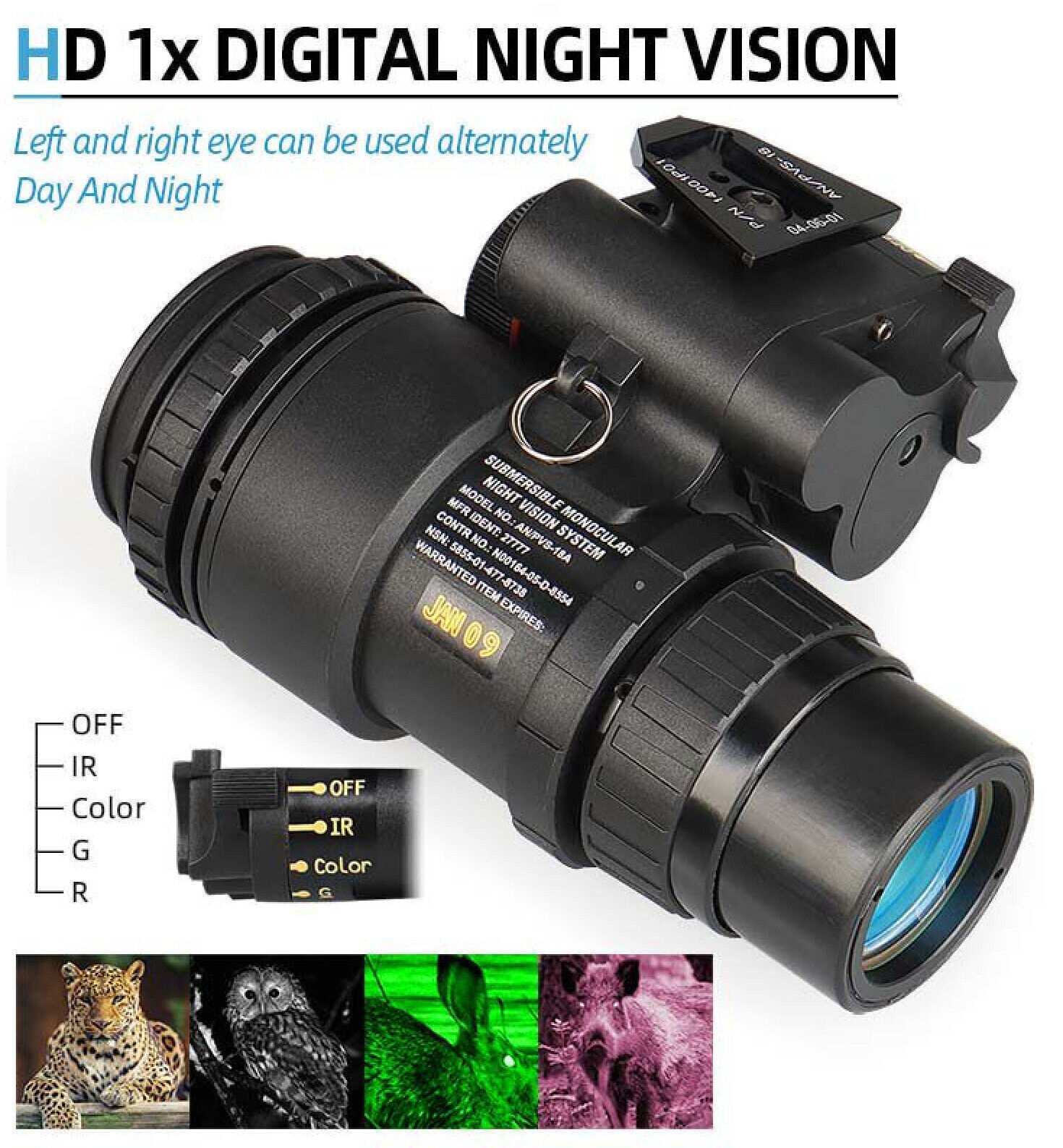 Night Vision Monocular Helmet Infrared  NVG 1X32 Digital Outdoor Head Mount