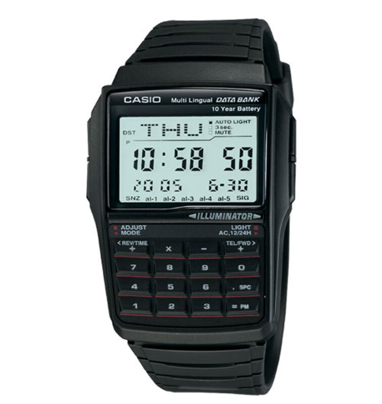Casio Men Quartz Illuminator Calculator Black Resin Band 41mm Watch DBC32-1A