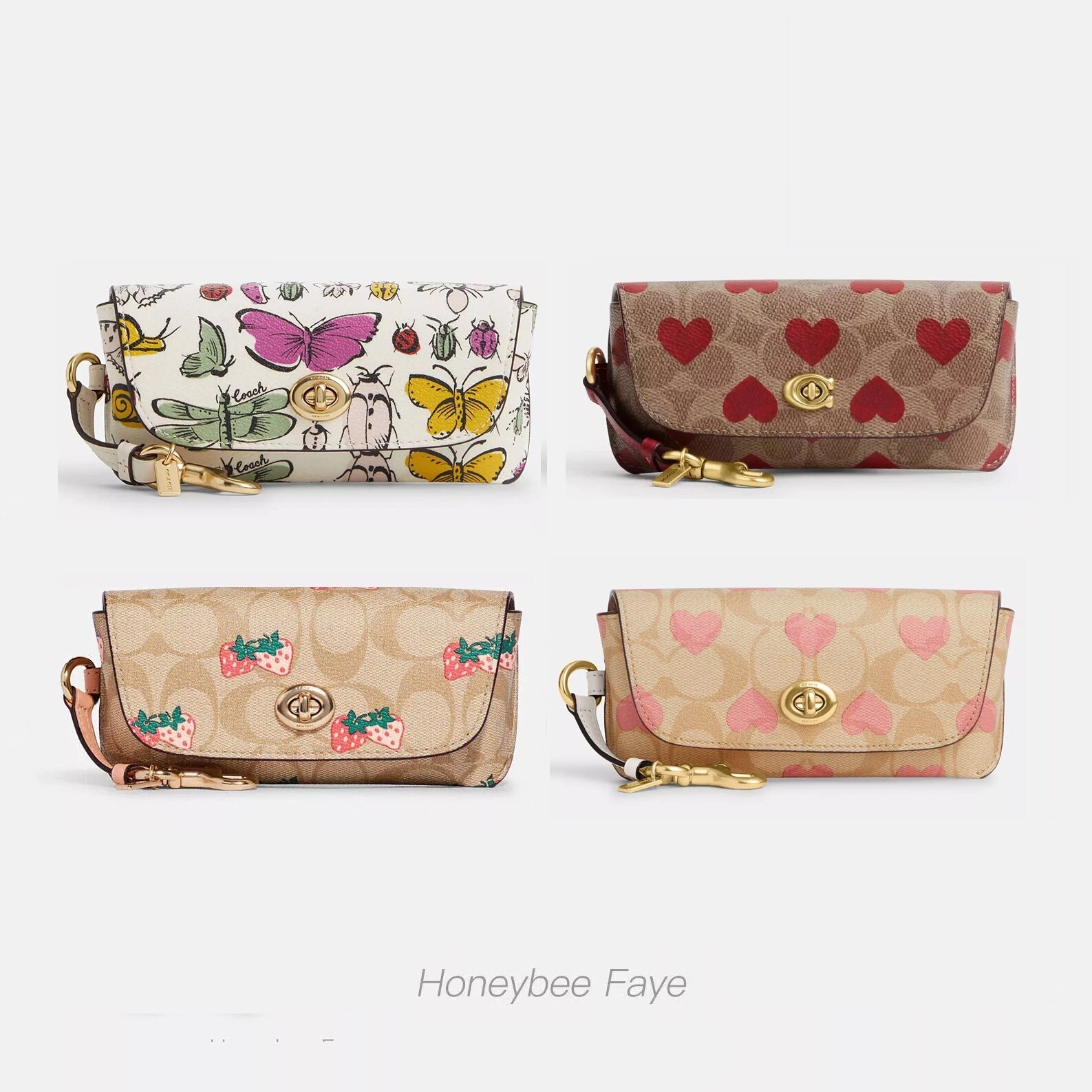 ショルダーバッグ・ポシェット COACH Sunglass Case With Cherry Print CR912 NEW Coach Sunglass Case Canvas Pink Cherry Print CR912 | eBay