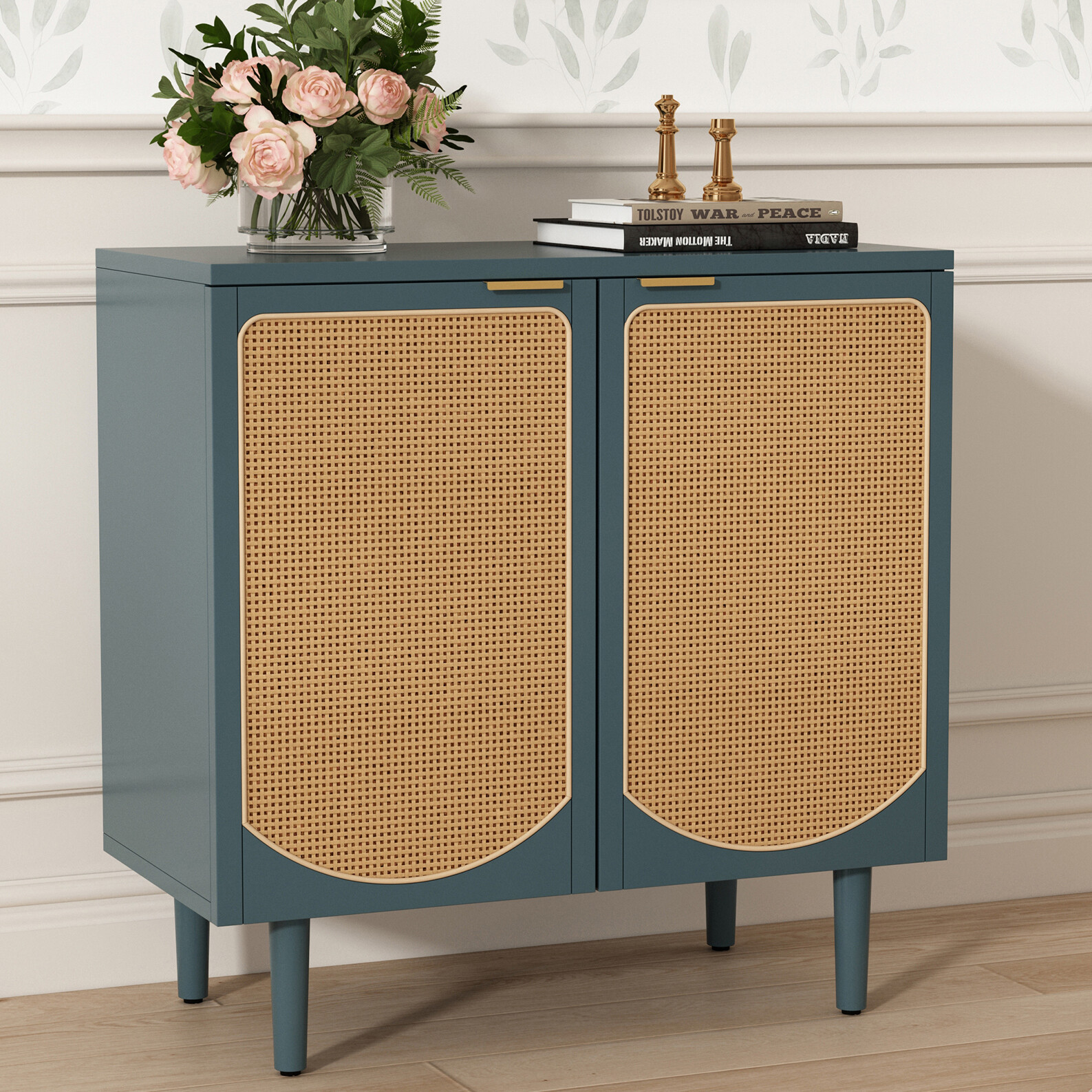 HLR Accent Storage Cabinet with 2 Rattan Doors Modern Sidebo