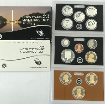 2016-S US Mint SILVER PROOF SET 13-Coin Proof Set Complete Slides/Box+COA -OGP-