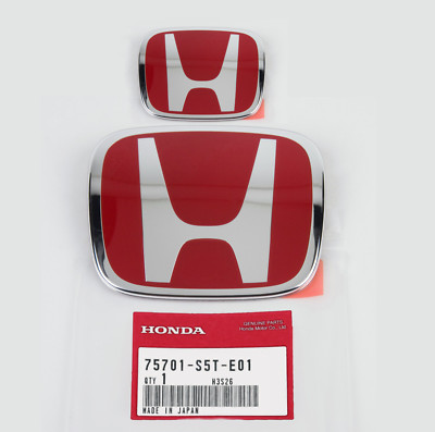 Honda Civic Coupe 2Dr 06-11 JDM Red H Front & Rear Type R grille emblem 