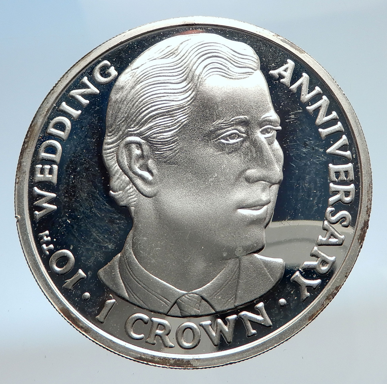 1991 ISLE of MAN Queen Elizabeth II w Prince Charles Silver 1