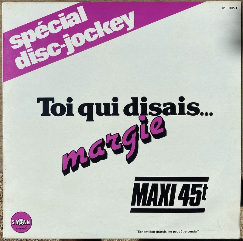 Maxi 45t Margie - Toi Qui Disais - 12