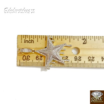 Pre-owned Globalwatches10 Real 10k Yellow Gold And Diamond Star Charm/pendant For Men/women, Angel In G-i