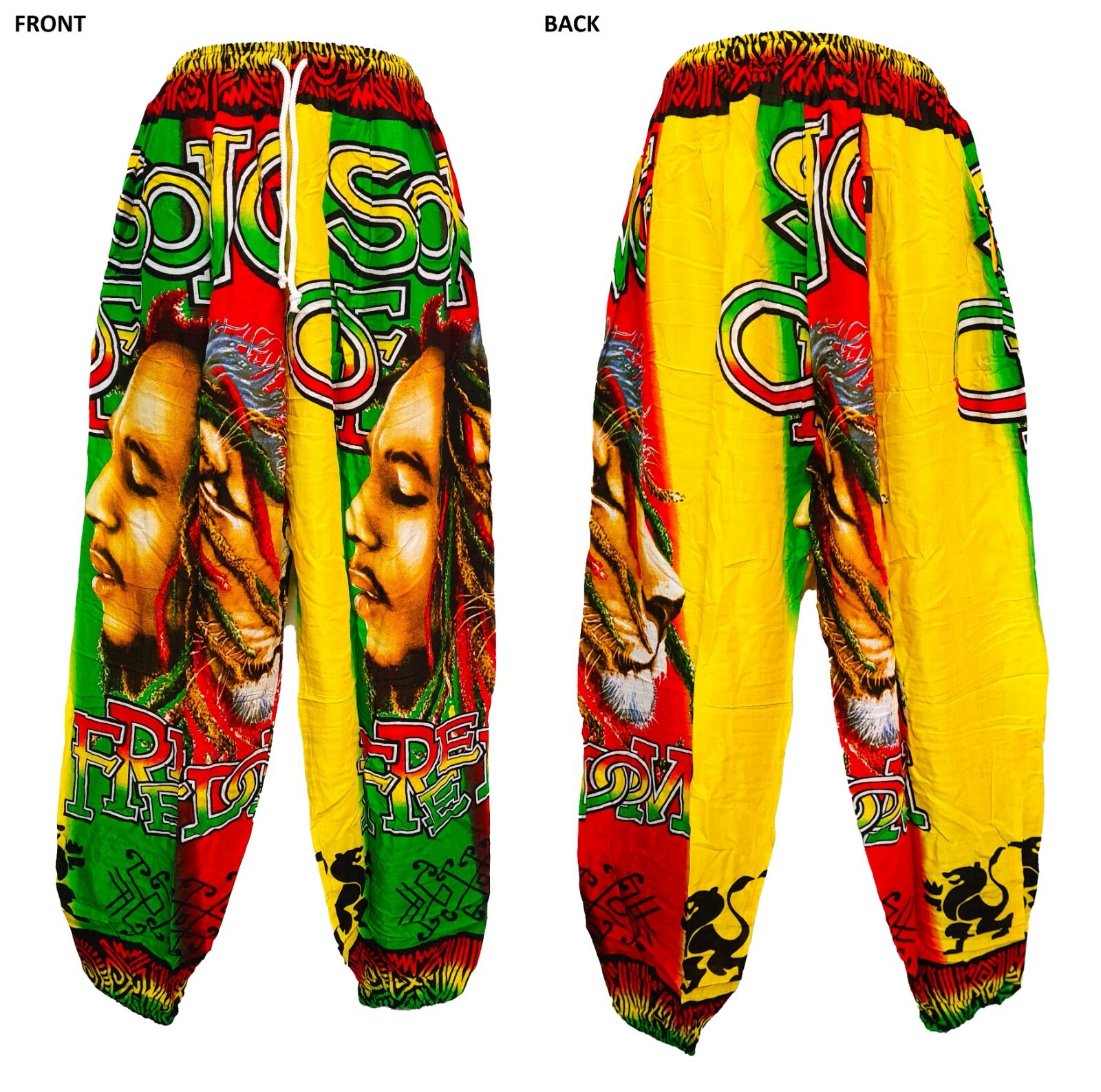 Cuffed Rasta Harem Pants Baggy Unisex Gypsy Bob Marley