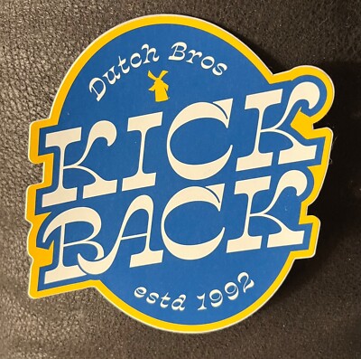 Dutch Bros Coffee Sticker Kick Back Blue Yellow Oval Text  January 2021