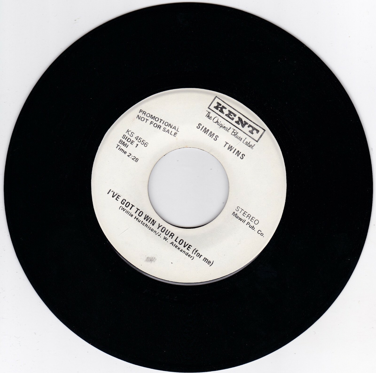 NORTHERN SOUL 45 - SIMMS TWINS ON KENT - RARE PROMO! - SOUND