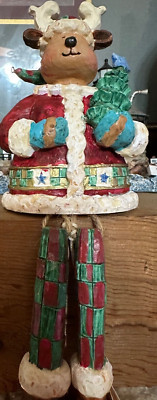 RUSS CHRISTMAS REINDEER MANTLE SHELF SITTER FIGURINE PRIMIITIVE RUSTIC W TAGS