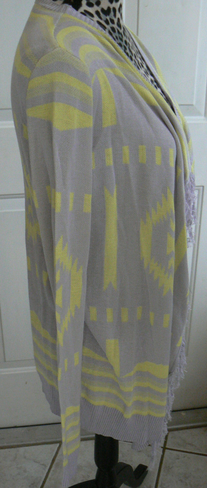 NWT Rock&Roll Cowgirl Womens S Spring Cardigan,sweater wrap,gray/yellow fringe