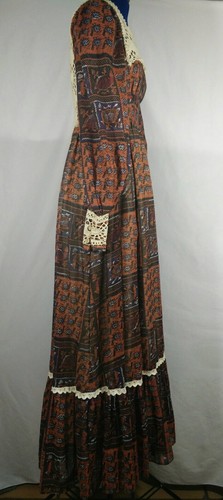 VTG GUNNE SAX Jessica San Fran Dress Prairie Hippie Boho Long Crochet Lace 7 S