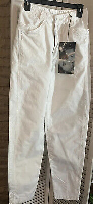 NWT!!! Z-Cavaricci VINTAGE/ RETRO pants  Sz 28 White With Belt 1980 s