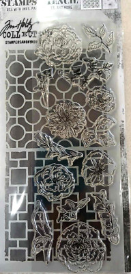 Stampers Anonymous Tim Holtz Stamps Stencil FLOWERS LEAVES THMM161