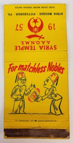 Vintage Matchbook Cover Syria Temple Mosque Pittsburgh Pennsylvania 1957 c8