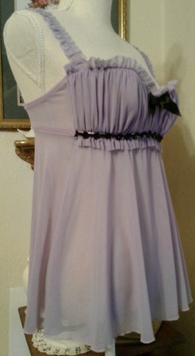 Frederick's of Hollywood Womens Medium Nightgown Lavender Black Beaded Underwire