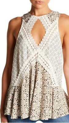 Melrose & Market Sleeveless Crochet Top Swing Tank Size XS NEW NWT Boho Keyhole